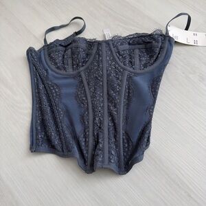 Lace Bustier Corset Top in Blue